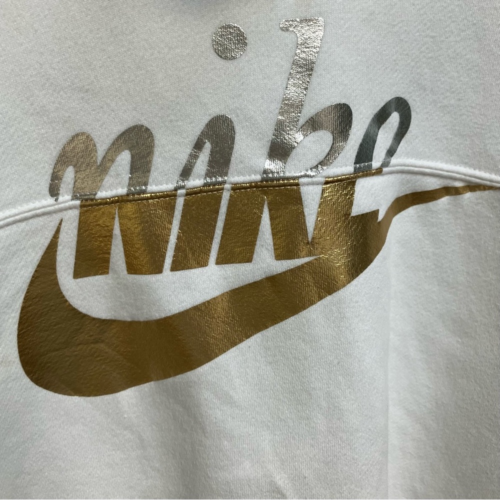 Nike Cropped Hoodie Y2K Metallic Gold /Silver On White Tennis Core XS - Picture 4 of 10